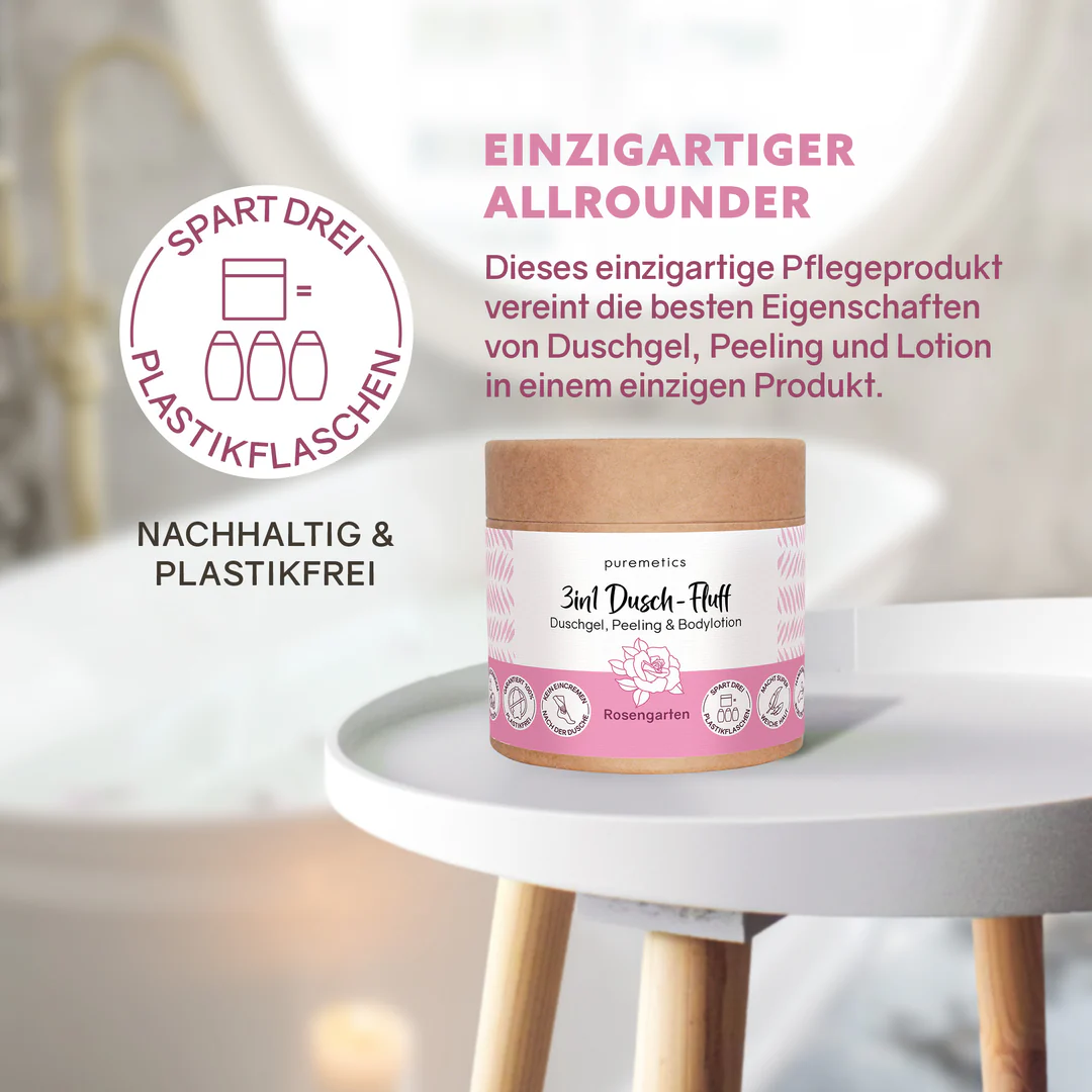 3 in 1 Dusch-Fluff Rosengarten